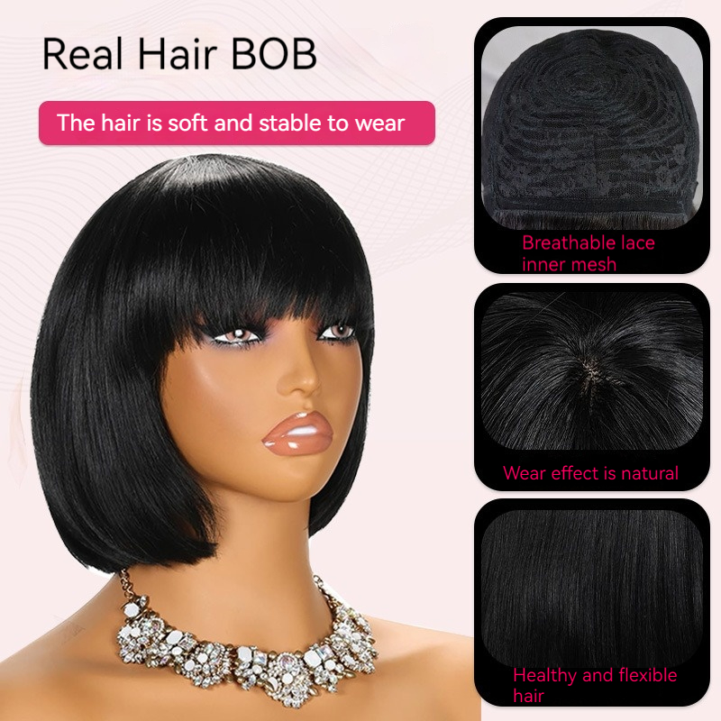 Human hair wig designed to enhance your look with a Bang BOB style